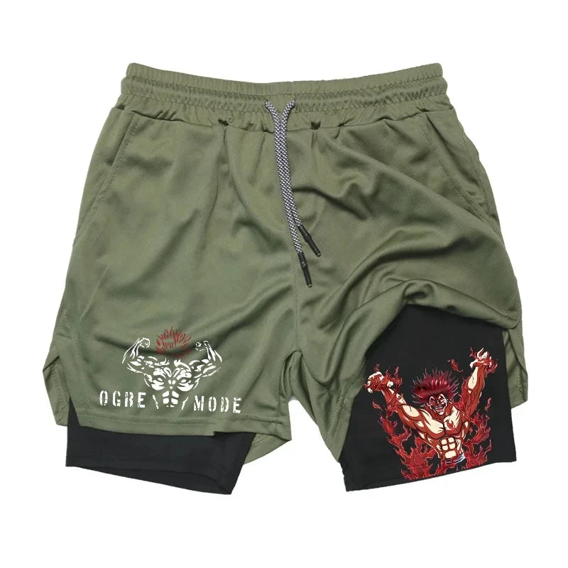 Baki Anime 2-in-1 Athletic Shorts: Quick Dry Performance