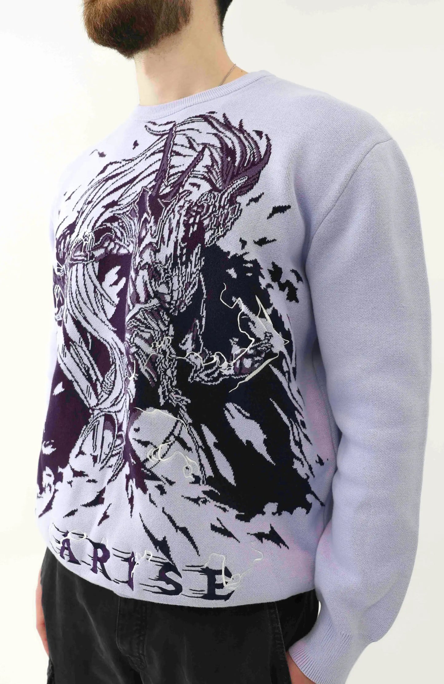 Casual Knitted Sweater: Retro Anime Graphic Streetwear Pullover for Men and Women