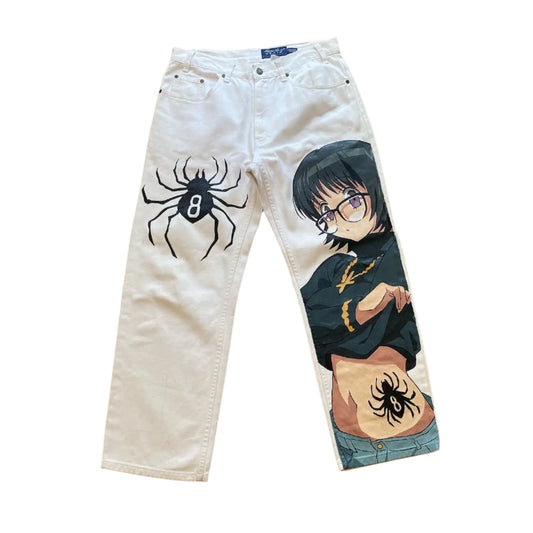 Vintage Anime Custom Print on Jeans