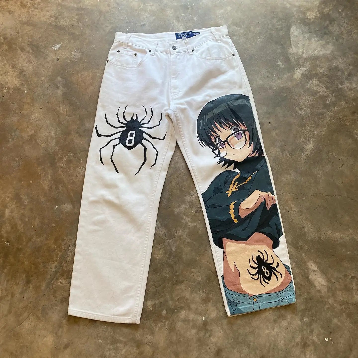 Vintage Anime Custom Print on Jeans