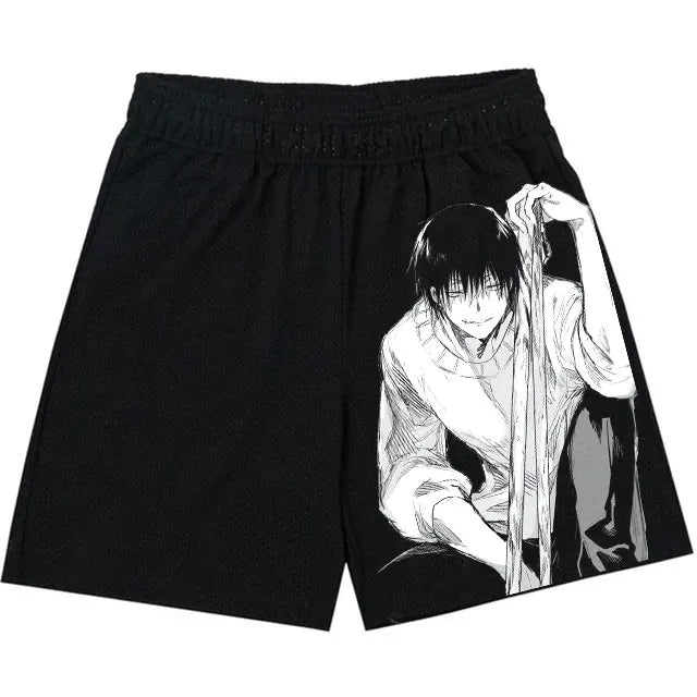 Anime Manga Sports Shorts: Quick Dry Mesh Gym Fitness Shorts with 3D Printing