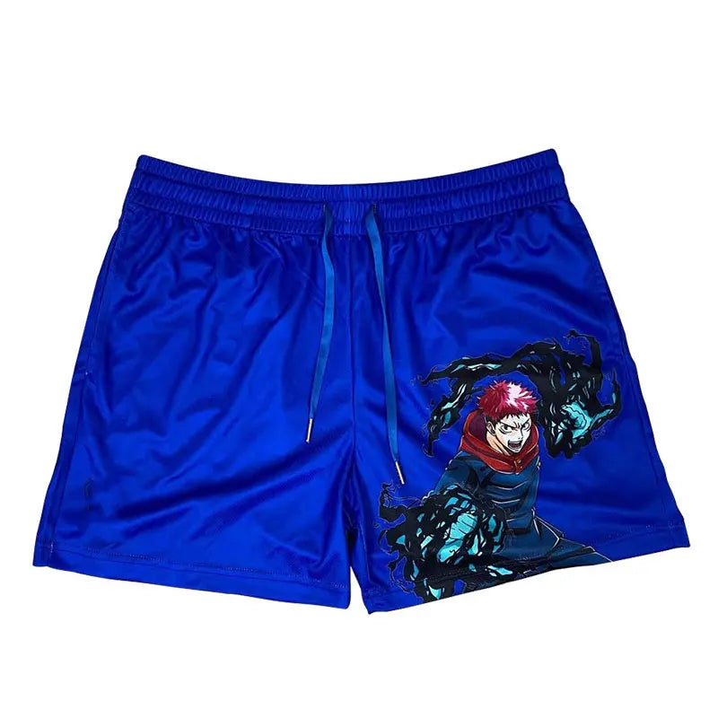 Anime Manga Sports Shorts: Quick Dry Mesh Gym Fitness Shorts with 3D Printing