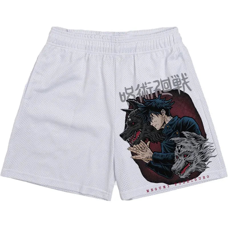 Anime-Manga-Sport-Shorts: Schnelltrocknende Mesh-Fitness-Shorts mit 3D-Druck