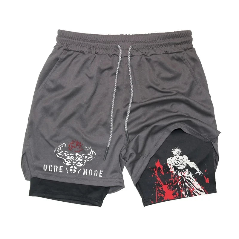 Baki Anime 2-in-1 Athletic Shorts: Quick Dry Performance