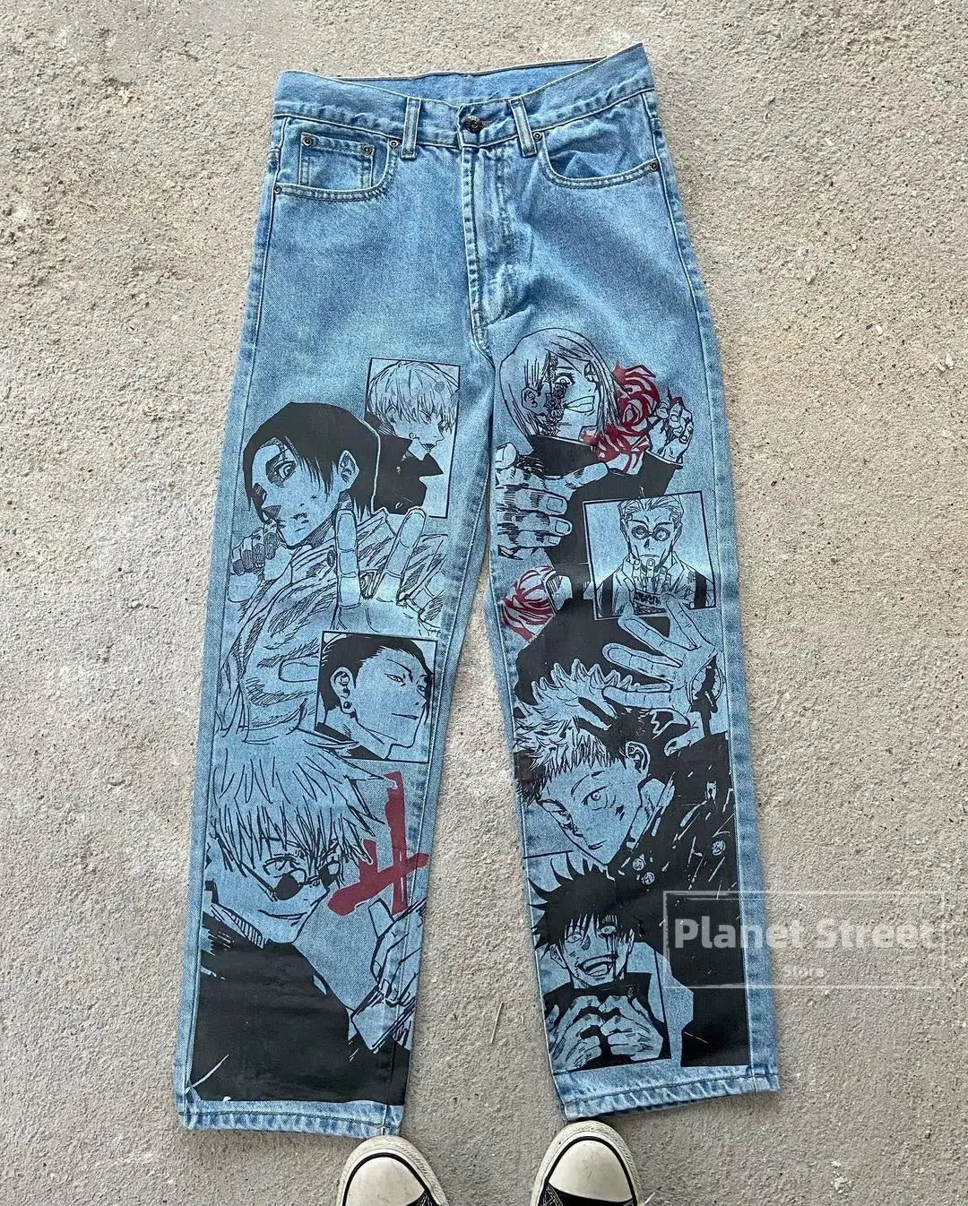 Vintage Anime Custom Print on Jeans