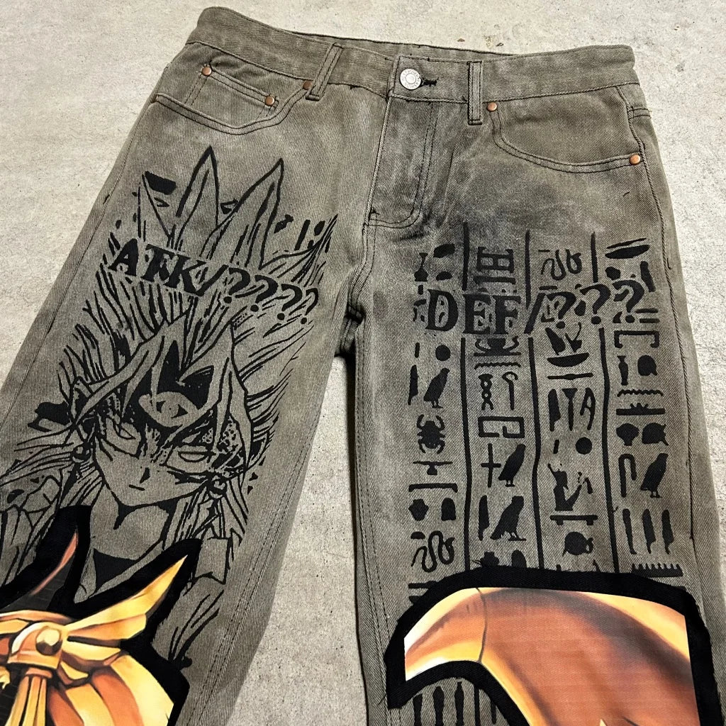 Vintage Anime Custom Print on Jeans