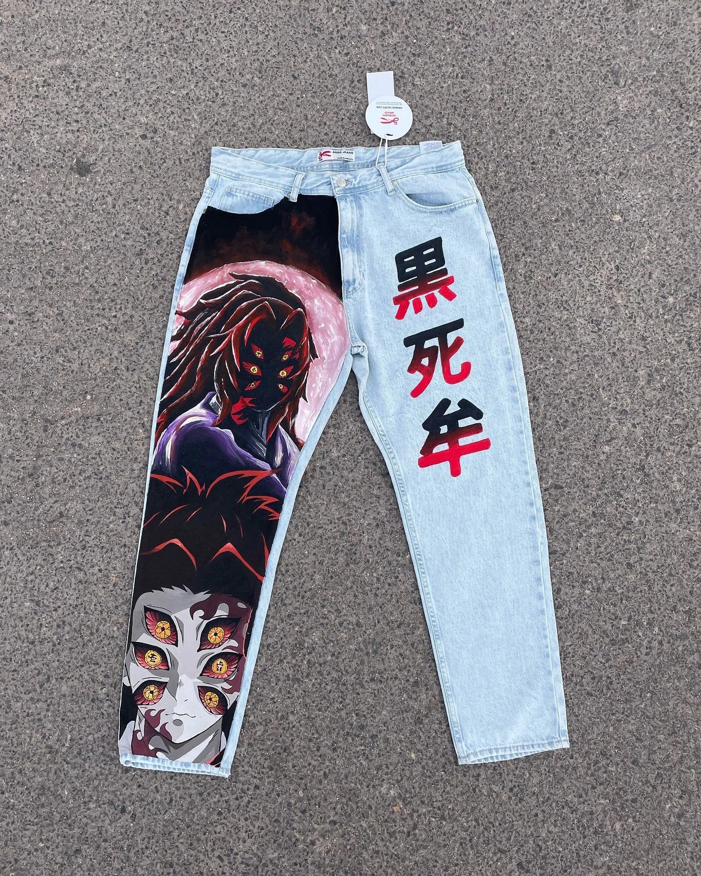 Vintage Anime Custom Print on Jeans