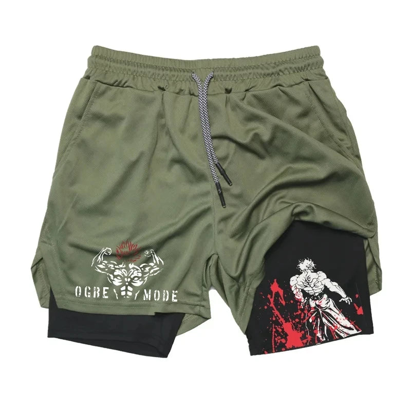 Baki Anime 2-in-1 Athletic Shorts: Quick Dry Performance