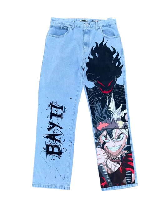 Vintage Anime Custom Print on Jeans