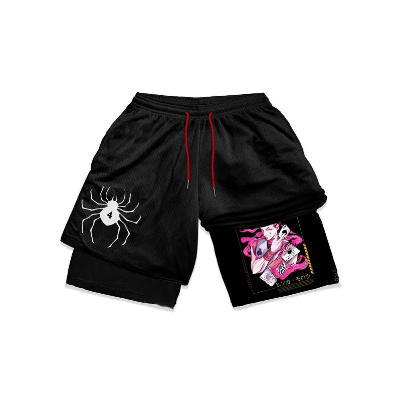 Hunter X Hunter 2-in-1 Performance Gym Shorts: Quick Dry Mesh for Fitness