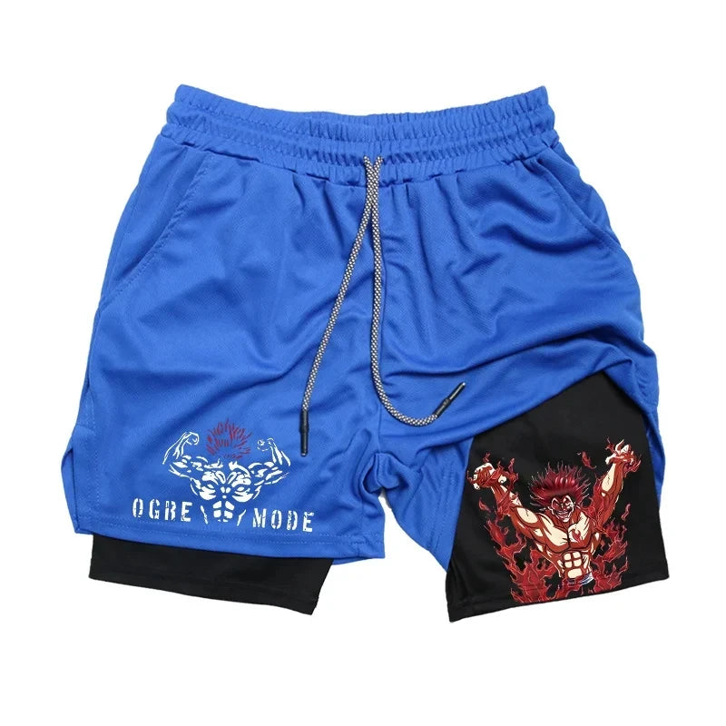 Baki Anime 2-in-1 Athletic Shorts: Quick Dry Performance