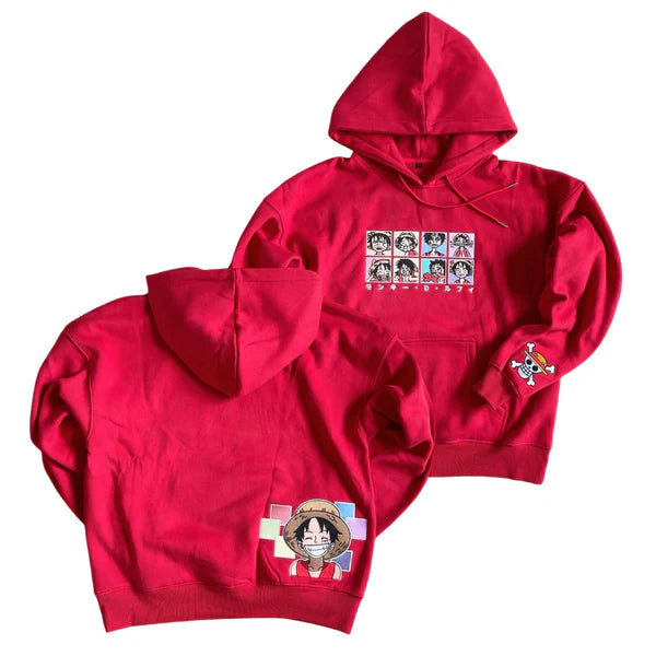 Luffy 'Goofy Faces' Embroidered Hoodie