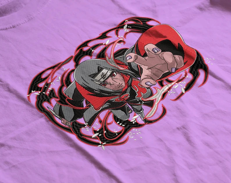 Itachi Uchiha Embroidered T-Shirt – Eternal Sharingan Style