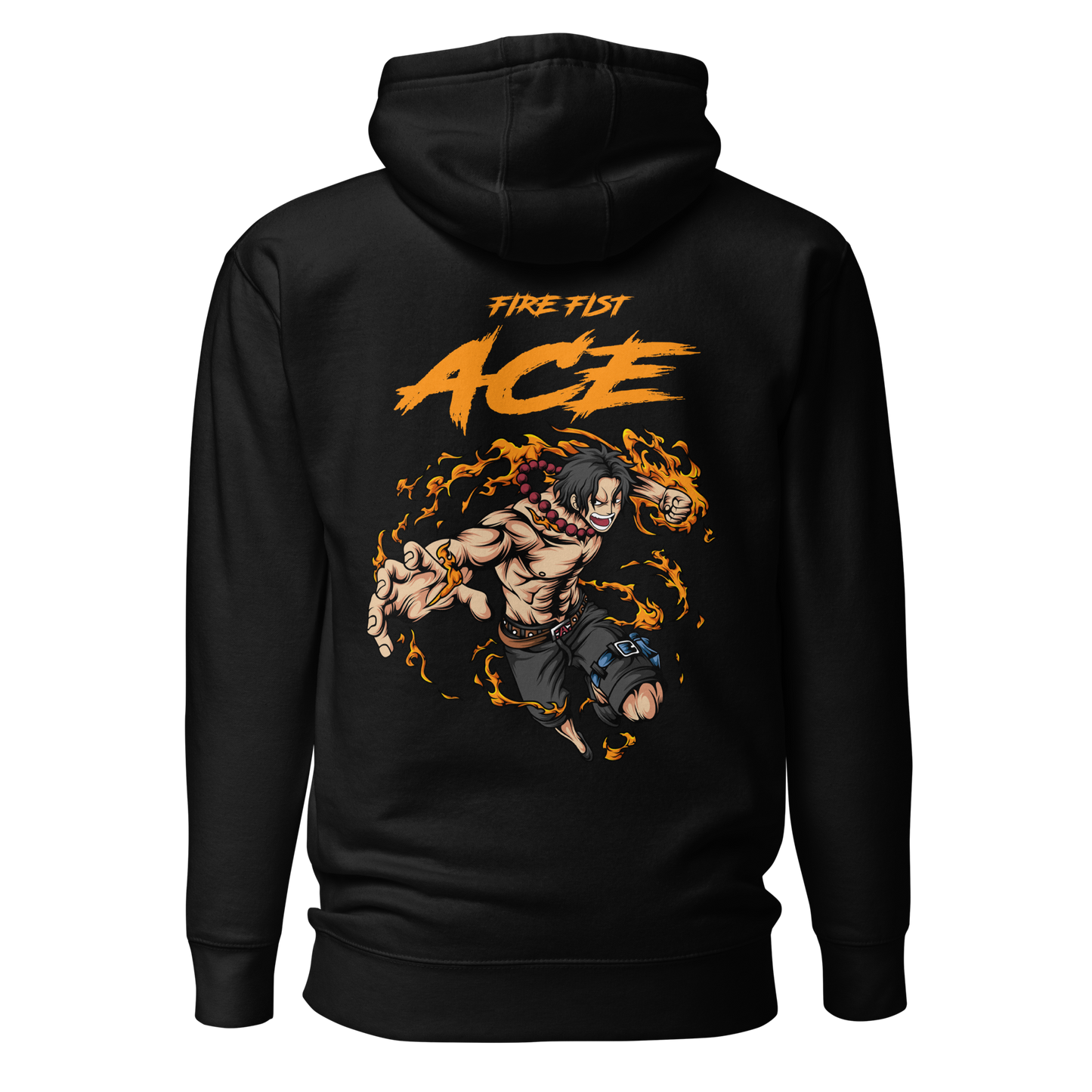 Fire Fist Ace Front Embroidery & Back DTG Unisex Hoodie Anime Collection