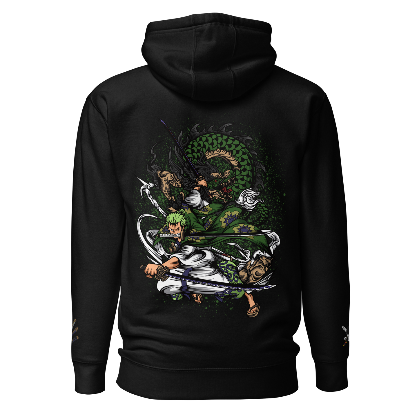 Roronoa's Santoryu (Three Swords Style) "Purgatory Onigiri" Unisex Embroidered DTG Printed Hoodie Collection