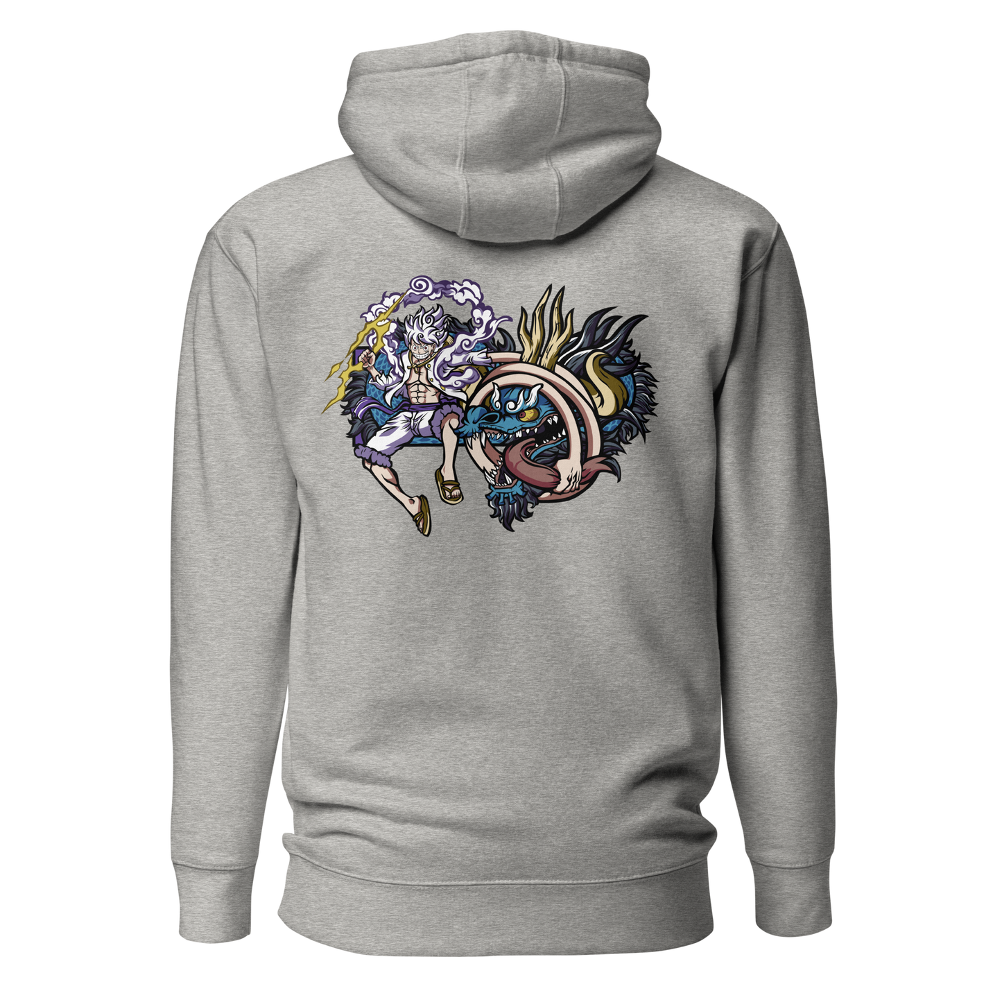 Luffy vs. Kaido in the Land of Wano Front Embroidery & Back DTG Print Unisex Hoodie Collection