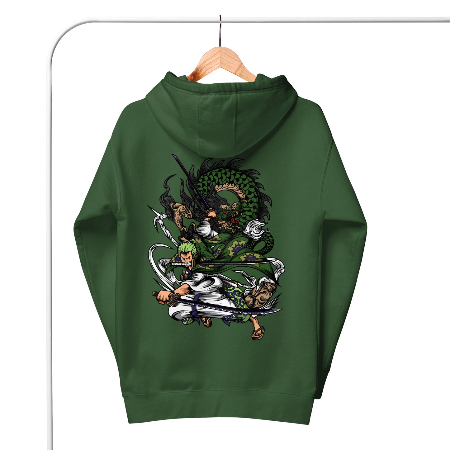 Roronoa's Santoryu (Three Swords Style) "Purgatory Onigiri" Unisex Embroidered DTG Printed Hoodie Collection