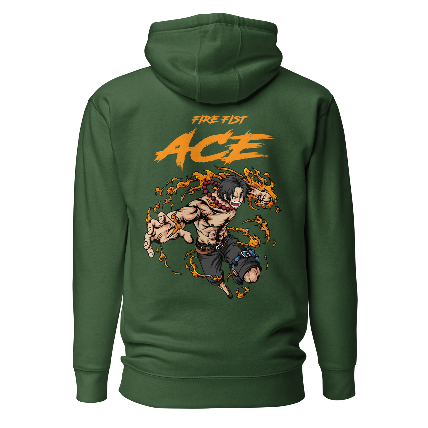 Fire Fist Ace Front Embroidery & Back DTG Unisex Hoodie Anime Collection