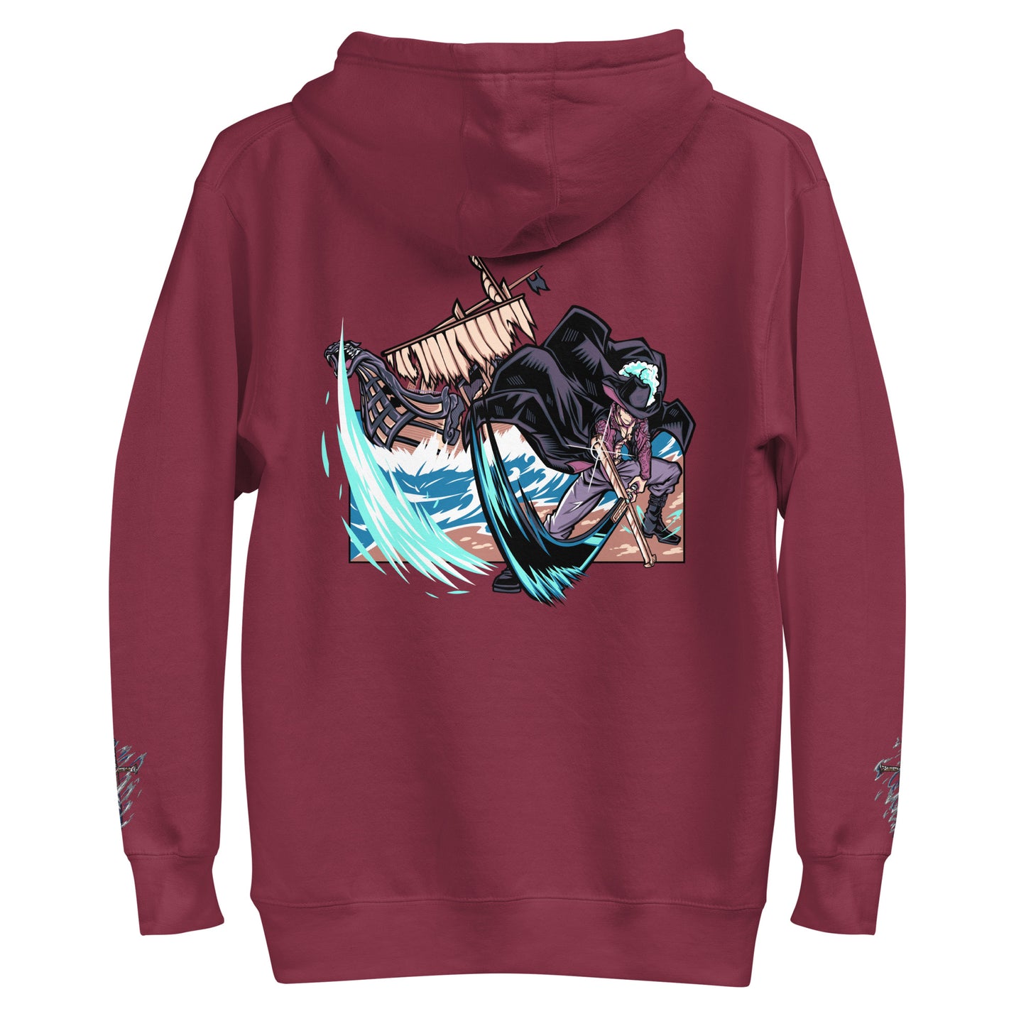 Hawk Eye Mihawk One Piece Anime Unisex Kapuzenpullover-Kollektion mit Stickerei und DTG-Druck