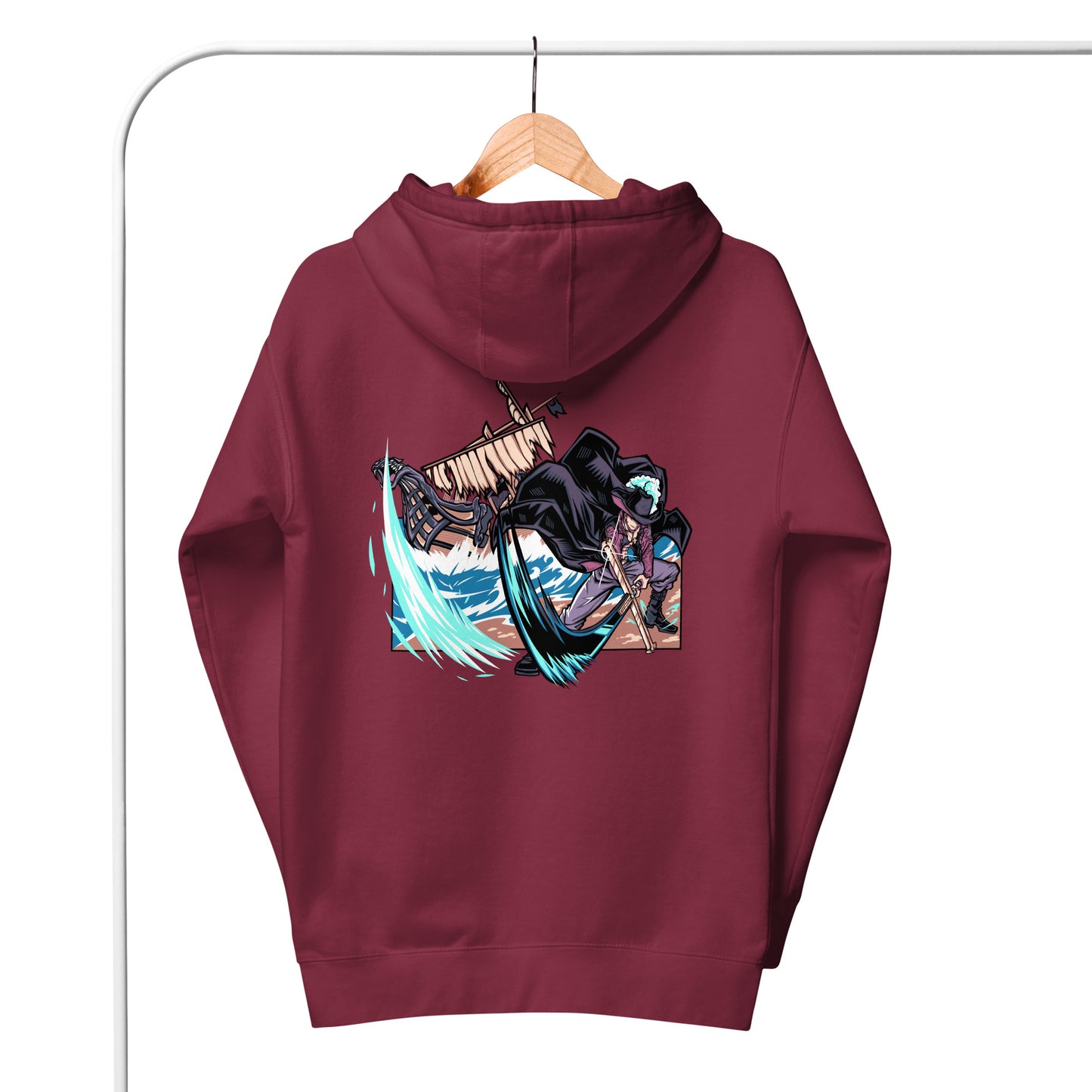 Hawk Eye Mihawk One Piece Anime Unisex Kapuzenpullover-Kollektion mit Stickerei und DTG-Druck