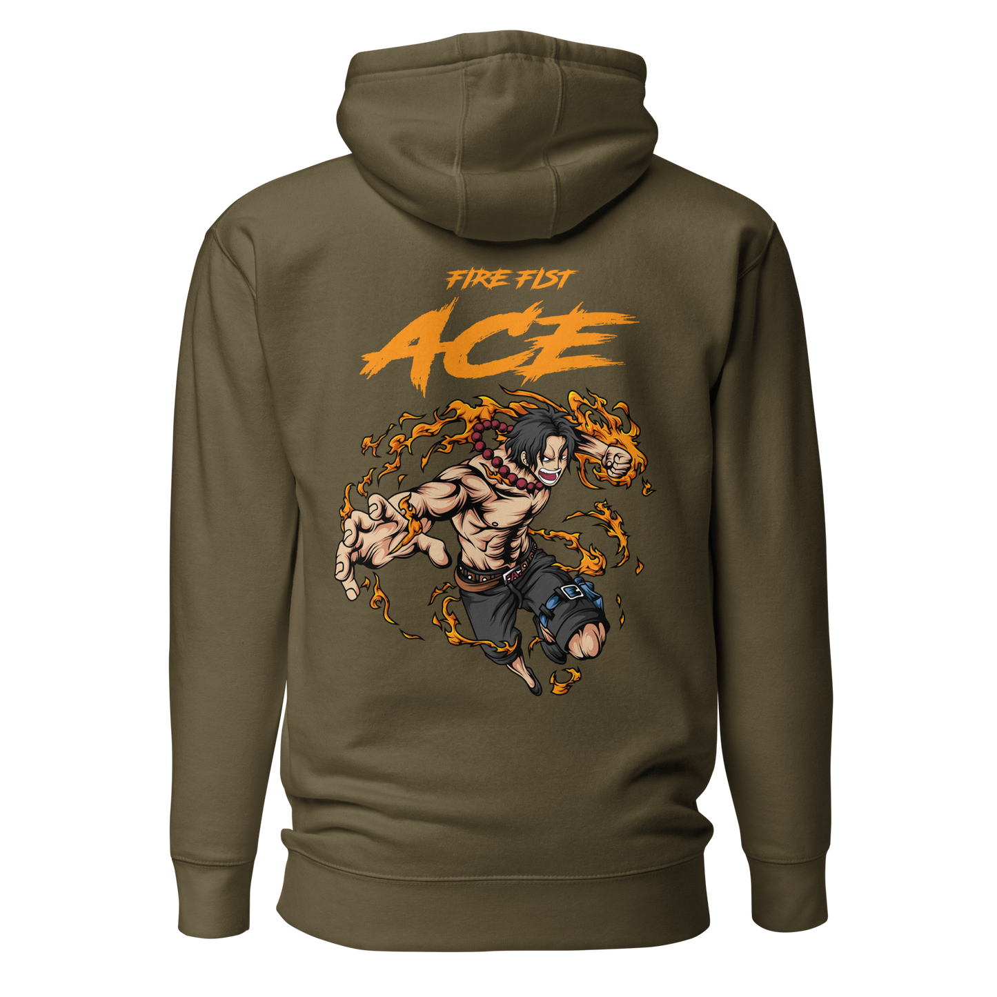 Fire Fist Ace Front Embroidery & Back DTG Unisex Hoodie Anime Collection