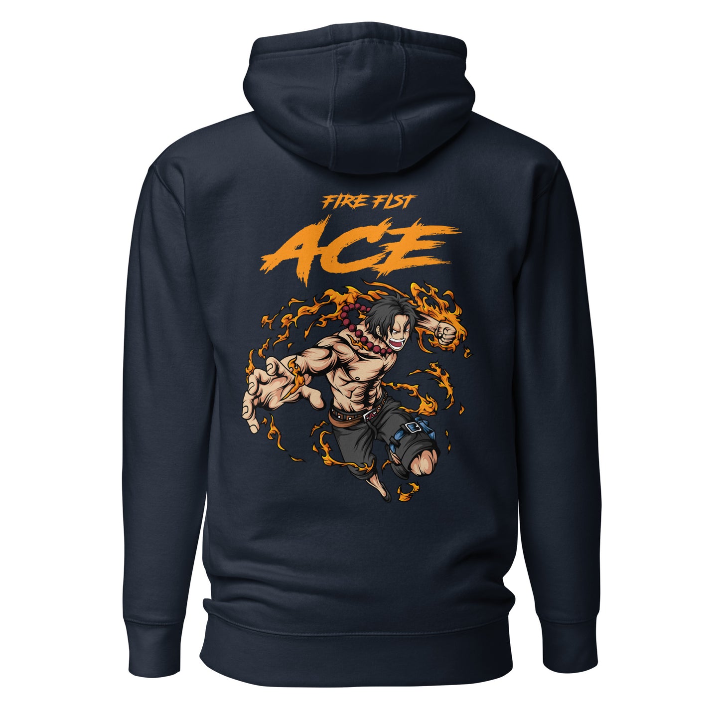 Fire Fist Ace Front Embroidery & Back DTG Unisex Hoodie Anime Collection