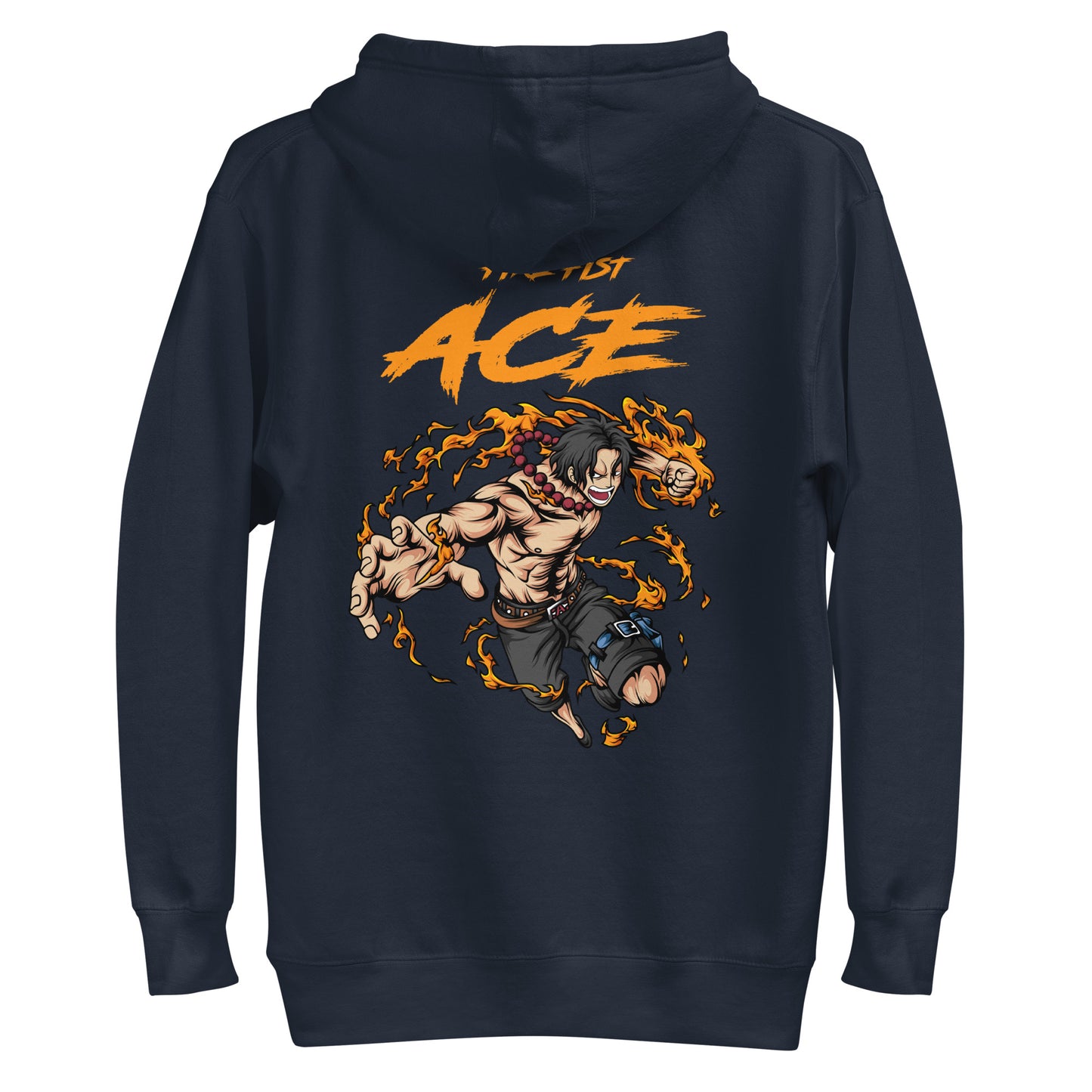 Fire Fist Ace Front Embroidery & Back DTG Unisex Hoodie Anime Collection