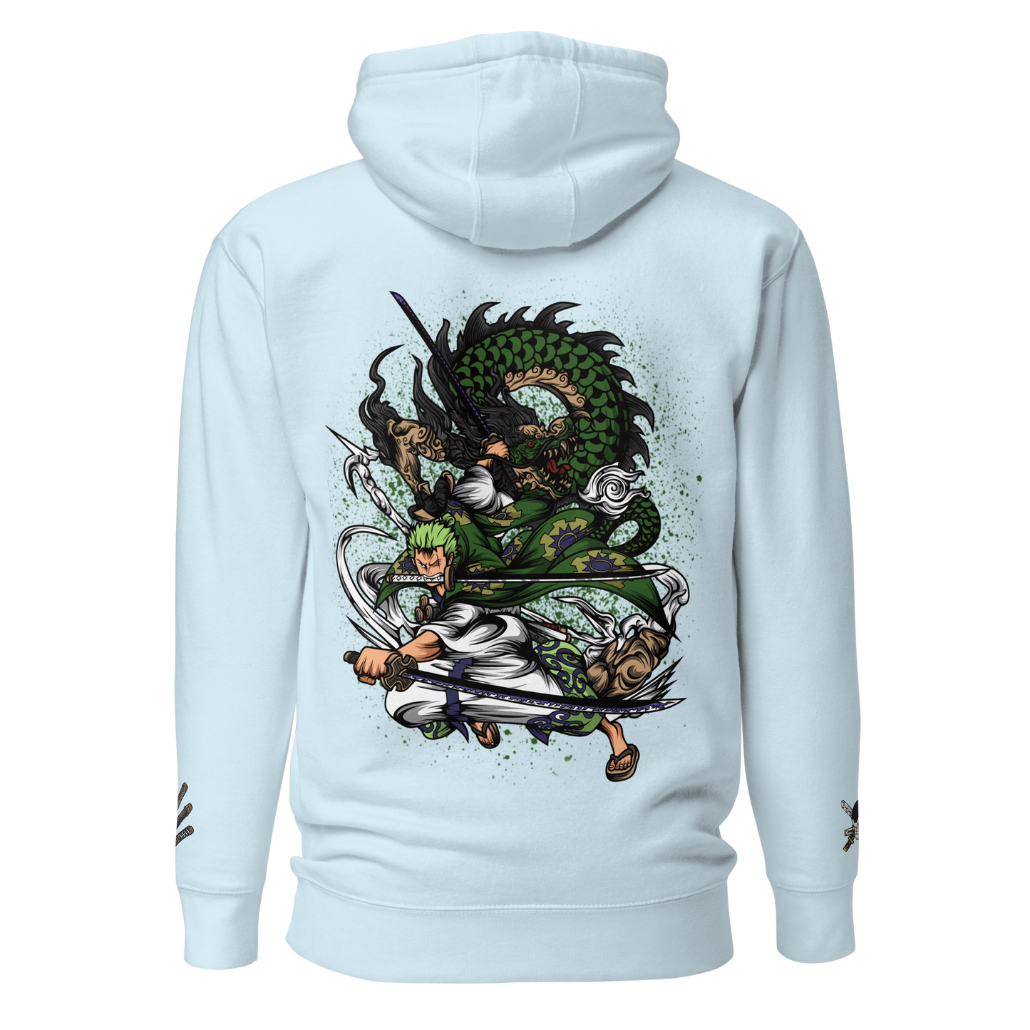 Roronoa's Santoryu (Three Swords Style) "Purgatory Onigiri" Unisex Embroidered DTG Printed Hoodie Collection