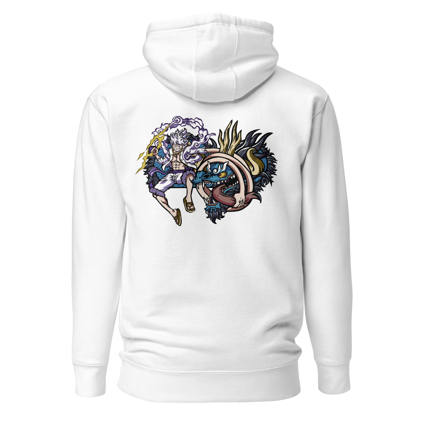 Luffy vs. Kaido in the Land of Wano Front Embroidery & Back DTG Print Unisex Hoodie Collection