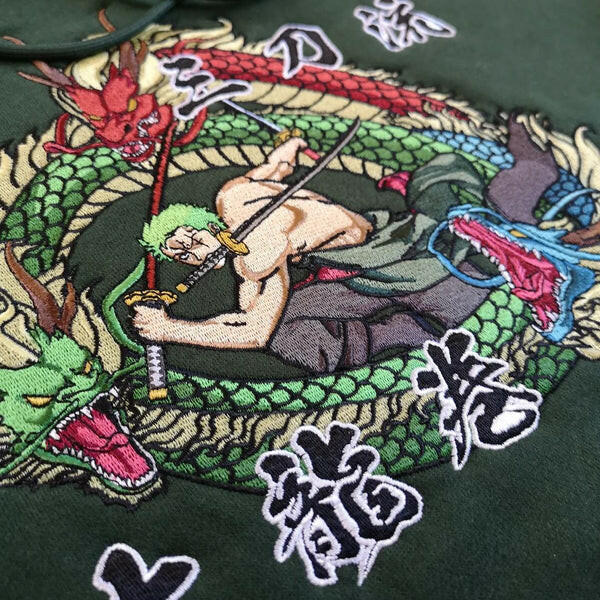 Embroidered zoro selling hoodie