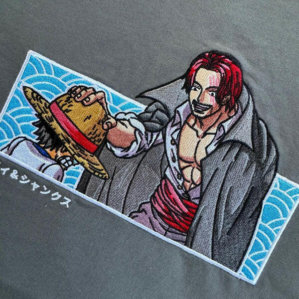 Luffy's Past x Red-Haired Shanks "Get Lost" Gift Tee One Piece Anime Embroidered Shirts Collection