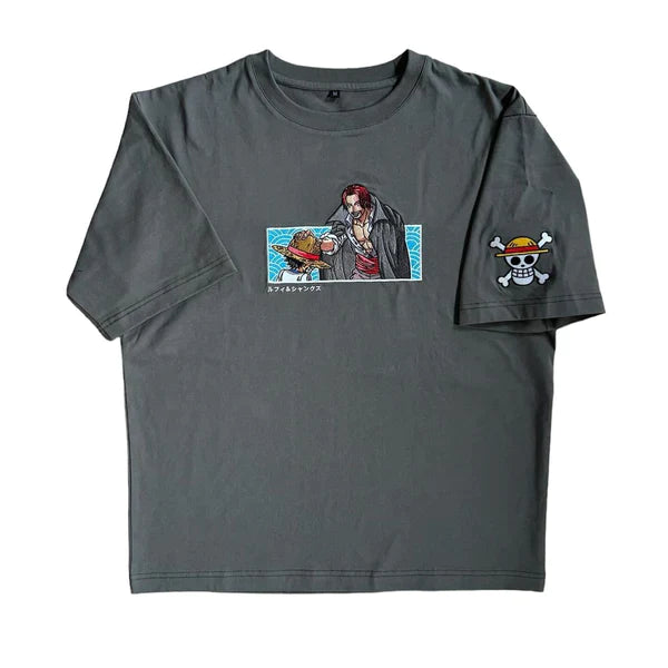 Luffy's Past x Red-Haired Shanks "Get Lost" Gift Tee One Piece Anime Embroidered Shirts Collection - XS - S - M - L - XL - 2XL - 3XL