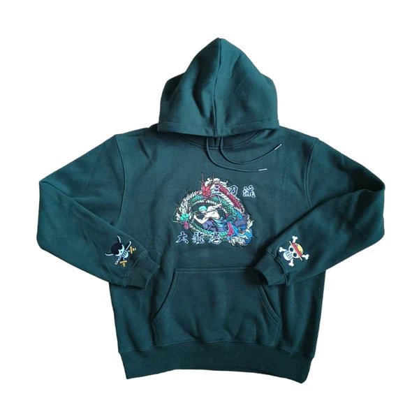 Roronoa Zoro "Dragon Quake" One Piece Anime Embroidered Hoodie Collection - XS - S - M - L - XL - 2XL - 3XL