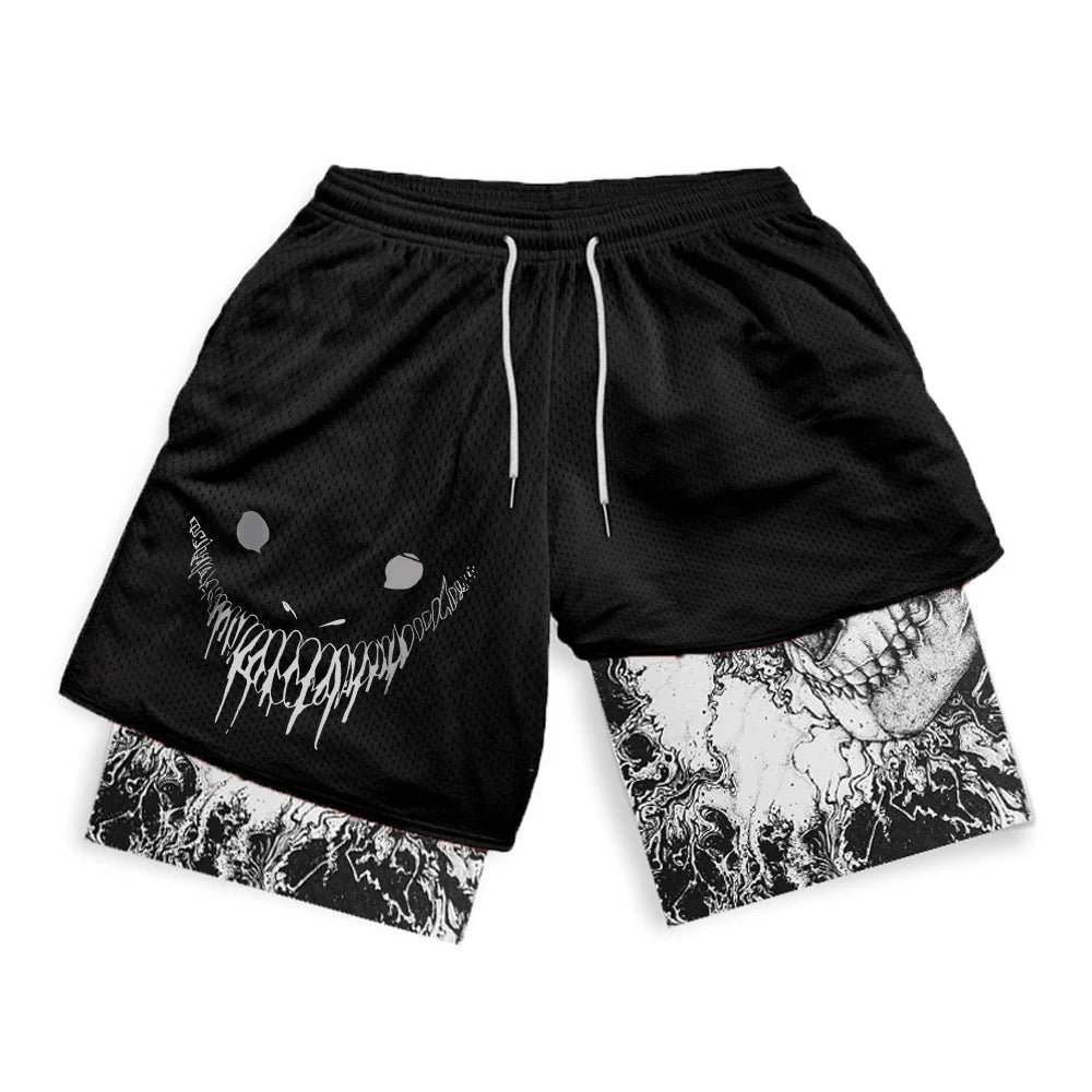 Anime Fusion: Men's 2-in-1 Quick Dry Running Shorts for Summer Workouts.